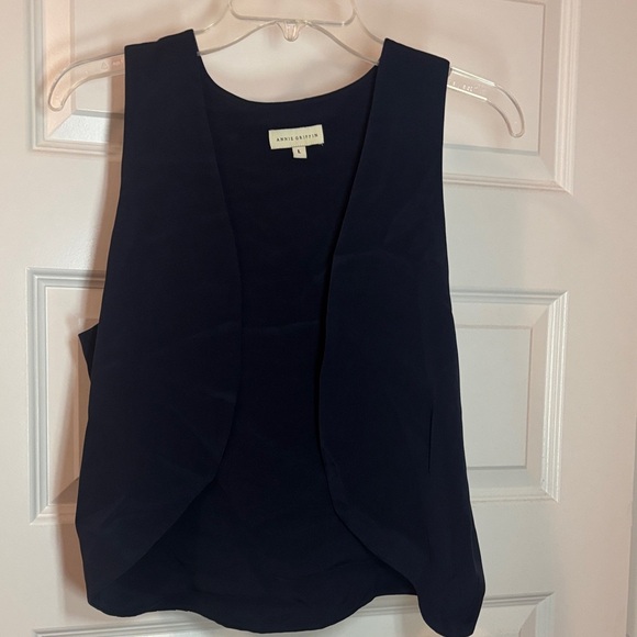 Annie Griffin Jackets & Blazers - Annie Griffin Navy 100% Silk Open tailored Vest SZ L cropped  work wear casual